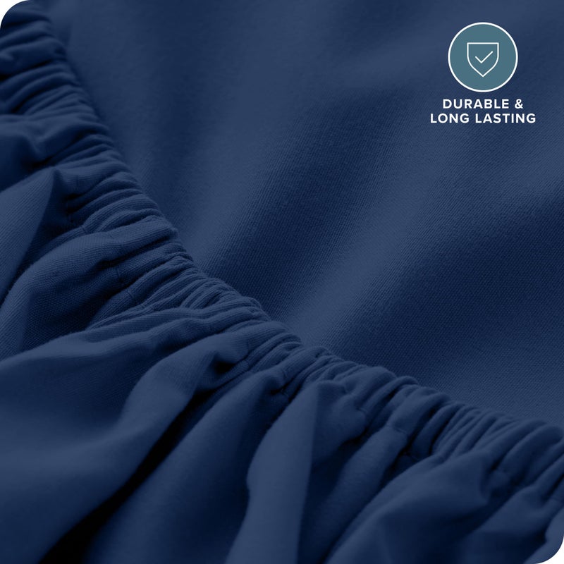 Bare Home Fitted Bottom Sheet California King - Premium 1800 Microfiber - Ultra-Soft Wrinkle Free - Deep Pocket - Cal King Fitted Sheet (California King, Dark Blue) - Image 5